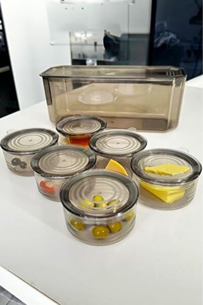 STOREMAX fee 7 Parça Kristal Saklama Kutulu Vakum Kapaklı Kahvaltı Seti | 7'l...