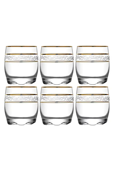 ABYZ Set of 6 Transparent Glass Glasses with Golden Pattern, Capacity 80ml, Ideal for Aperitifs