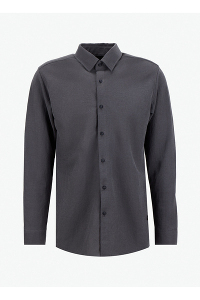 GMG FIRENZE Чорна чоловіча сорочка Slim Fit з ґудзиками GU25MFW02212