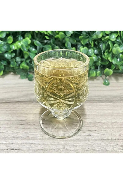 ABYZ Set of 6 Glasses with Decorative Stem Elegant Vintage Embossed Model 150ml for Liquor and Aperitifs