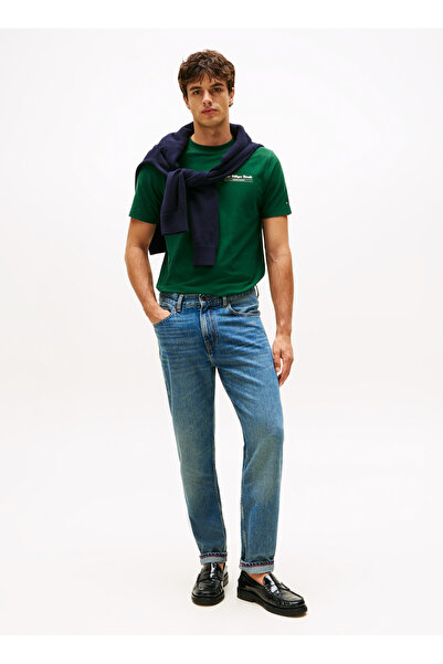 Tommy Hilfiger Bisiklet Yaka Yeşil Erkek T-Shirt MW0MW40008L6K_HILFIGER HERAL...