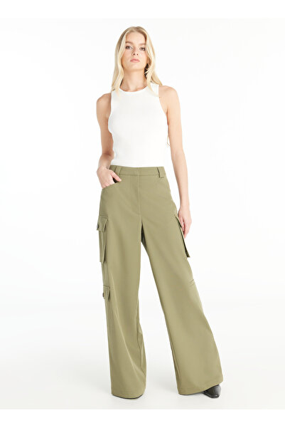 Ted Baker Normal Bel Düz Haki Kadın Pantolon TBWRTR1020