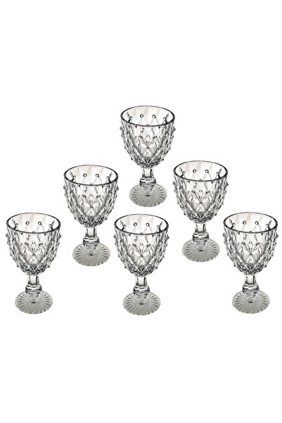 ABYZ Set of 6 Glass Glasses with Decorative Stem Elegant Vintage Model 200ml for Liqueur and Aperitifs