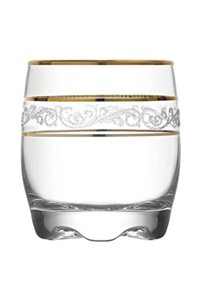 ABYZ Set of 6 Transparent Glass Glasses with Golden Pattern, Capacity 80ml, Ideal for Aperitifs