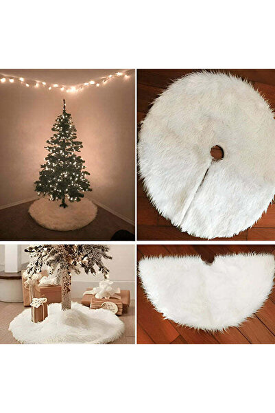 FUGO Christmas Tree Skirt Rug - Soft Faux Fur Snow Effect