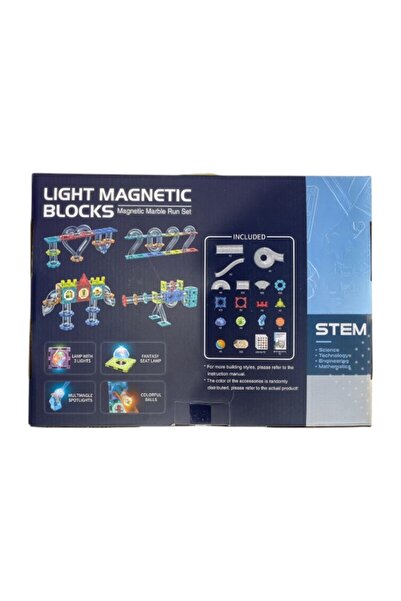 Toysea Light Magnetic Blocks Marble Run Set, 120 Pcs LED Building Tiles with Gears, Tracks & Fantasy Lamp
