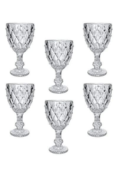 ABYZ Set of 6 Glass Glasses with Decorative Stem Elegant Vintage Model 200ml for Liqueur and Aperitifs