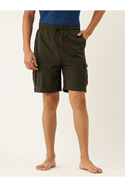John Player By Styli Men Green Cotton Cargo Shorts