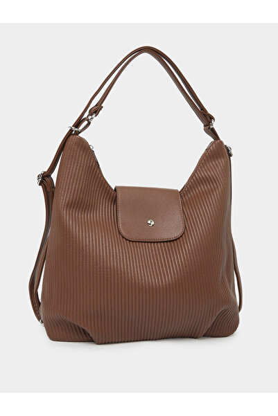 Styli Brown Textured Shoulder Bag