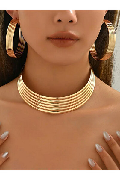Take Two By Styli Metal Thread Necklace and Earrings Jewelry Set