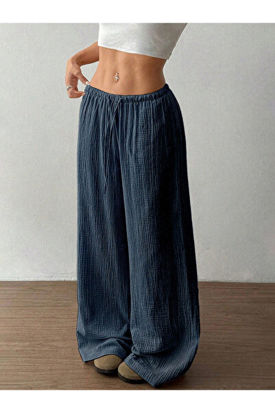 Take Two By Styli Textured Elastic Drawstring Waist Wide Leg Pants