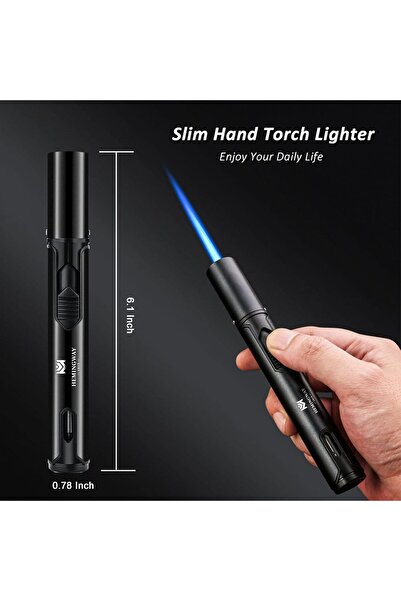 Hemingway Single Jet Torch Lighter 1pc Windproof Refillable Gas (not included) Pen-Style for Cigars