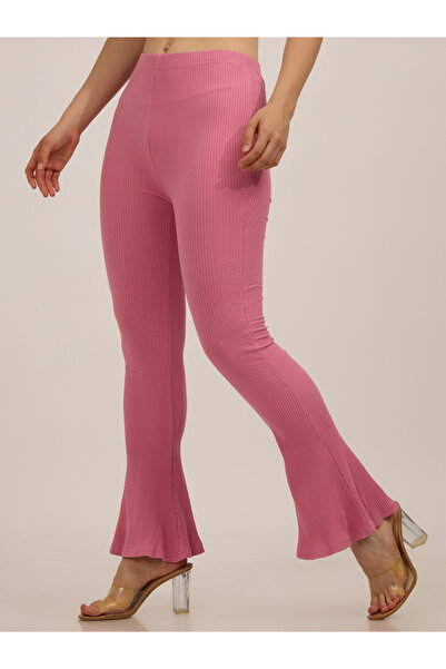 Outzidr By Styli بنطال ضيق أساسي واسع الأرجل الوردي