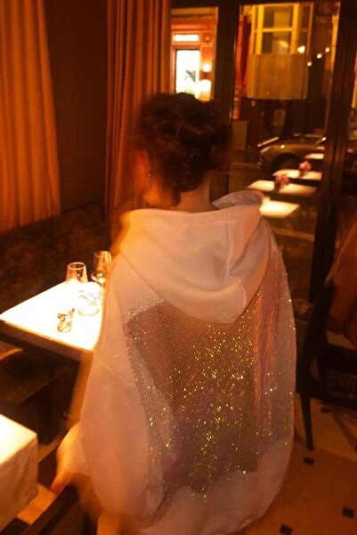 Karakedi Rochie albă cu plasă pe spate, transparentă, cu glugă Swea tricou