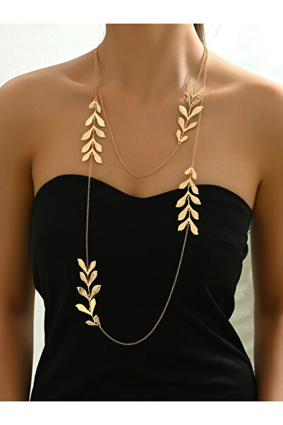 Take Two By Styli قلادة طويلة متعددة الطبقات على شكل ورقة