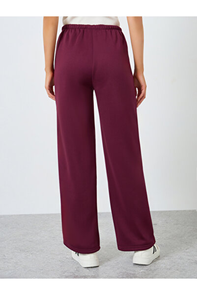 Styli Burgundy Wide Leg Knit Joggers