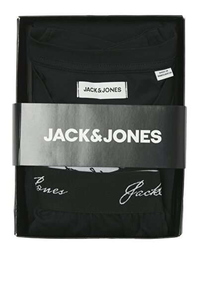 Jack & Jones Men's Black Pajama Set Model Code: (12286555) Jacclyde Ls Tee and Pants Giftbox