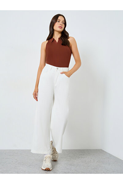 Styli Off White Wide Leg Jeans