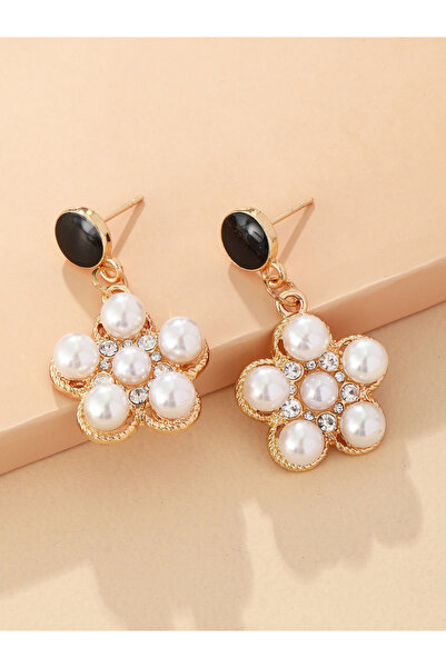 Take Two By Styli Faux Pearl Floral Drop Earrings