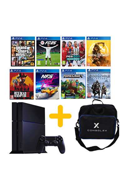 Sony PS4 Standart 1TB (Yenilenmiş) + Tek Kol + ConsoleX Çanta + 12.02v Yazılım