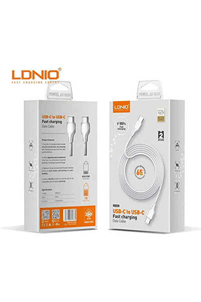 LDNIO LC122C USB-C to USB-C Cable 2M, 65W PD Fast Charging & Data Transfer – White