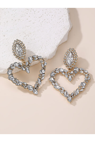 Take Two By Styli Gold Heart shape Embellished Earrings