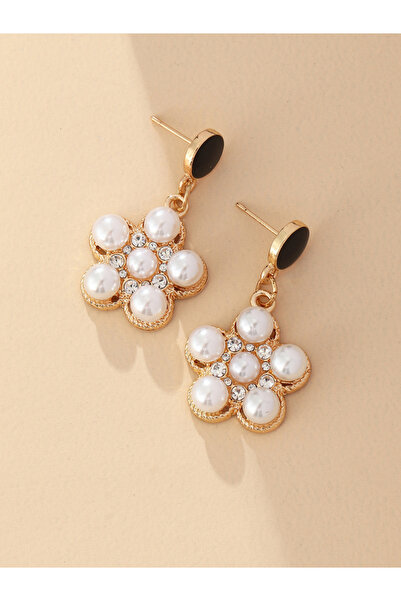 Take Two By Styli Faux Pearl Floral Drop Earrings