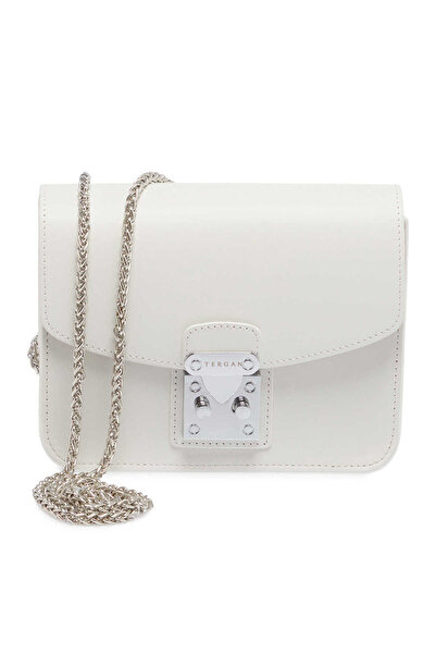 Tergan Beyaz Hakiki Deri Kadın Çapraz Askılı Çanta - S25K1BC78972-D10