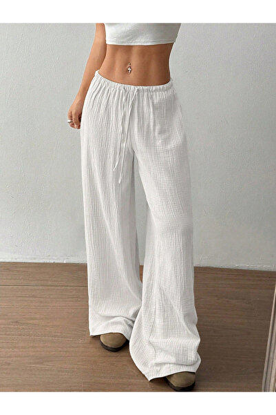 Take Two By Styli Textured Elastic Drawstring Waist Wide Leg Pants