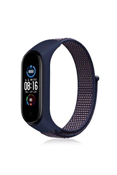 PHN MAG Fitness Bracelet Strap compatible with Xiaomi Mi Band 3/4/5/6 fabric with hedgehog, navy blue