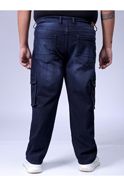 HardSoda By Styli Plus Size Men Blue Mid-Rise Cargo Jeans
