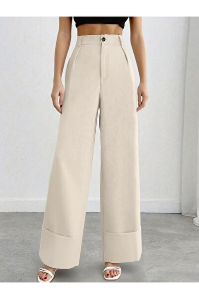 Take Two By Styli Off White Wide Leg Trousers