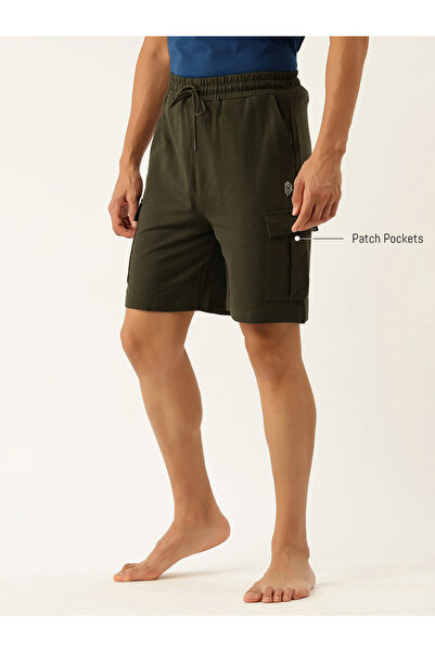 John Player By Styli Men Green Cotton Cargo Shorts