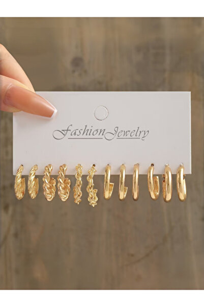 Take Two By Styli مجموعة من 6 أقراط ذهبية دائرية