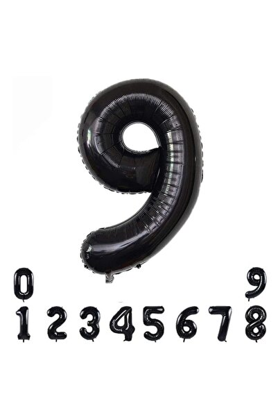 PARTİAVM 9 Year Old Kuromi Theme Birthday Balloon Set Black Number Happy Birthday Banner Helium Compatible Flying Balloon