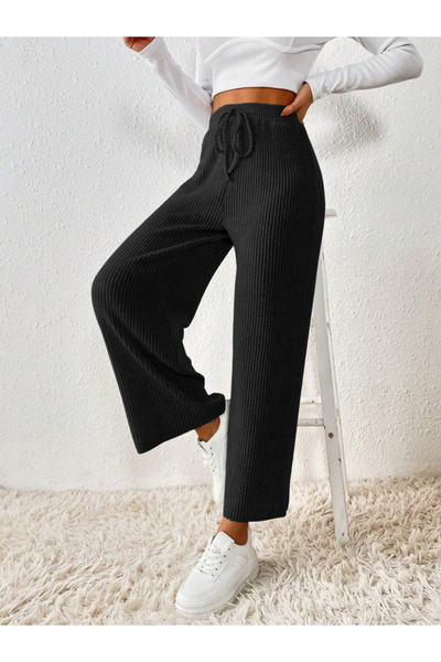Take Two By Styli Textured Solid Elastic Drawstring Waist Pants
