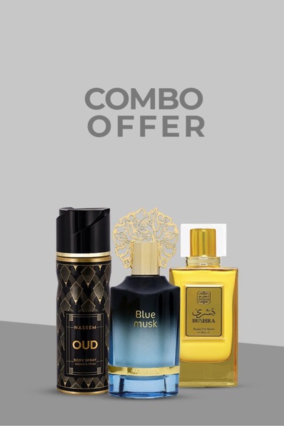 Naseem Special Combo(Blue Musk EDP- 55ml, Bushra EDP-80ml, Oud Body Spray-200ml)|Pack of 3| for Men & Women