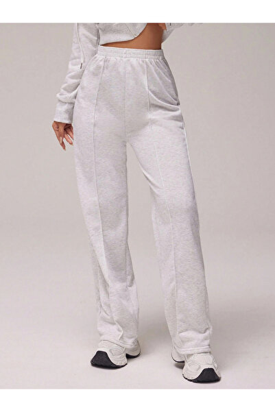 Take Two By Styli Grey Pipping Detail Elastic Waist Wide Leg Pants