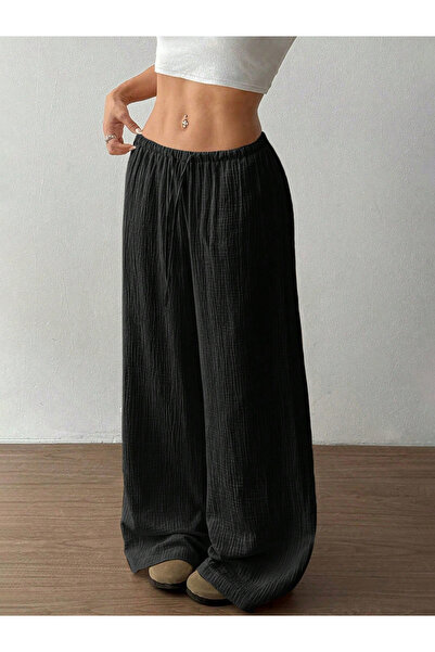 Take Two By Styli Textured Elastic Drawstring Waist Wide Leg Pants