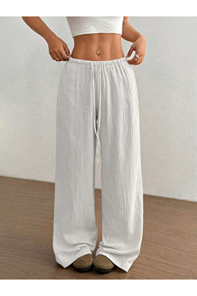 Take Two By Styli Textured Elastic Drawstring Waist Wide Leg Pants