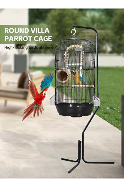 Ammar Space Round Bird Cage for Small Birds - Black