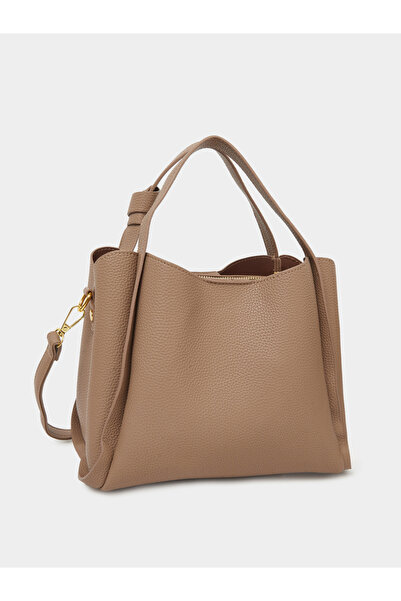 Styli Brown Textured Tote Bag