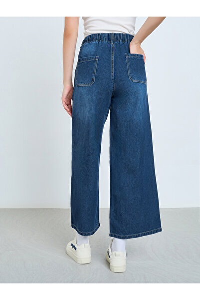 Styli Mid Rise Elasticated Waistband Wide Leg Jeans