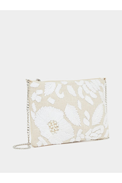 Styli Cream Embroidered Clutch Bag
