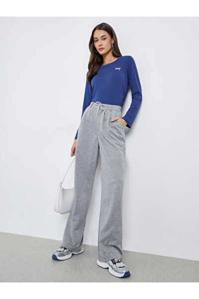 Styli Grey Wide Leg Casual Pants