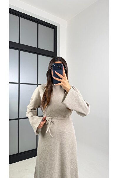 Gaus Taş Kuşaklı Uzun Triko Elbise GAUS-00802