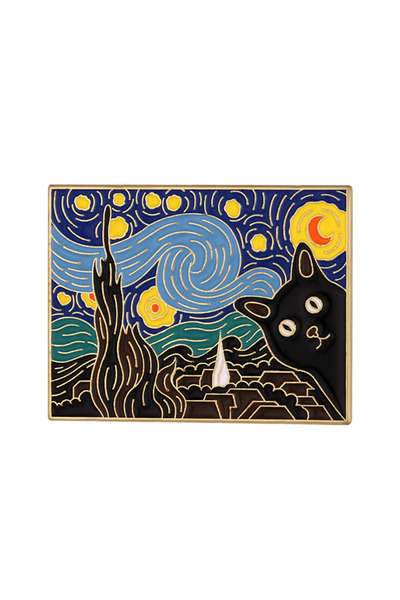 Choice XZ7640 دبوس حقيبة ظهر السترة من المينا الصلبة، مستوحى من فن فان جوخ ال...