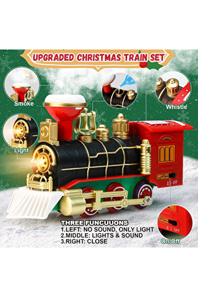bebeLOGIC Set Trenulet cu Fum Realist, Lumini si Sunete pentru Bradul de Craciun, 3 Vagoane, bebeLOGIC™