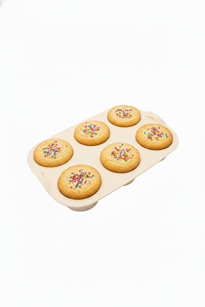 Elista Muffin Cake Mold 6-Piece Silicone Gray Color Size: 17.5 X 27 cm Cream