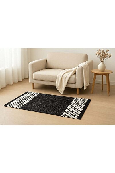Generic Handmade Indian rug, 100% cotton – modern black and white design